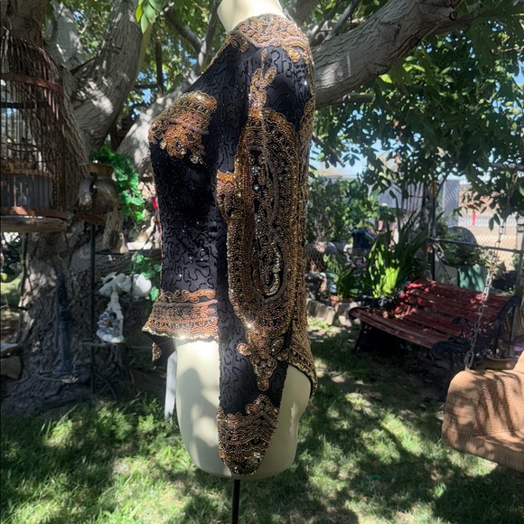 Black and Gold Embellished Top - Picture 6 of 8